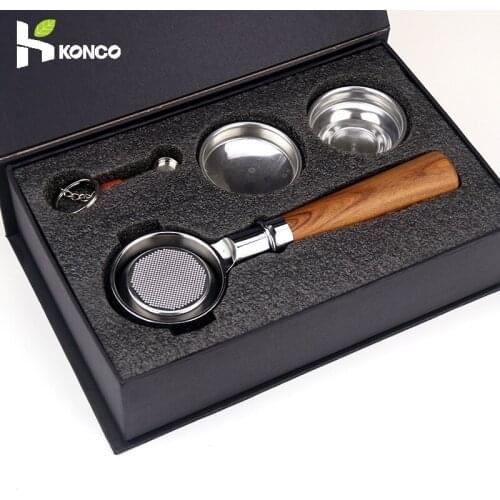 KONCO 58MM Zinc alloy Coffee Machine Handle Coffee Bottomless Portafilter for Filter Replacement Filter Basket Coffee Tools