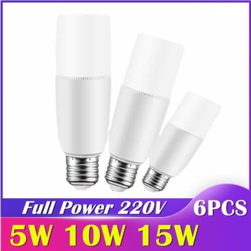 6pcs 5W 10W 15W 20W Led Bulb Lamp 2835 SMD AC 220V LED Lamp Bombilla Living Room Home Smart IC No Flicker Spotlight Lightbulbs