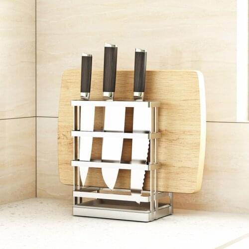 Thicken Stainless Steel Knife Stand With Chopping Board Storage Rack Kitchen Ceramic Chef Knife Holder Universal Accessories
