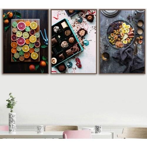 Cherry Lemon Coffee Chocolate Wall Art Canvas Painting Nordic Posters And Prints Wall Pictures For Living Room Cafe Hotel Decor