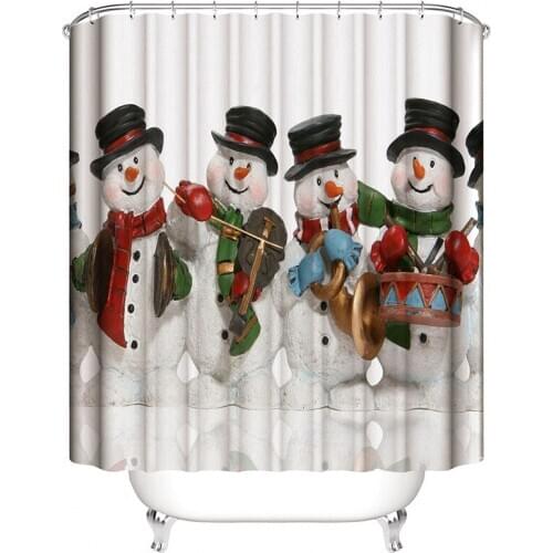3D Digital Printing Cartoon Snowman Pattern Shower Curtain In The Bathroom High Quality Polyester Waterproof Shower Curtains