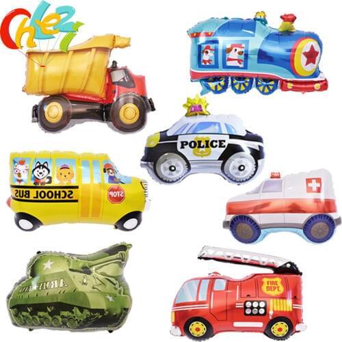 1pcs Children Car toy balloon Tanks trucks trains fire trucks school bus birthday party decoration balloon Kids toys Gift globos