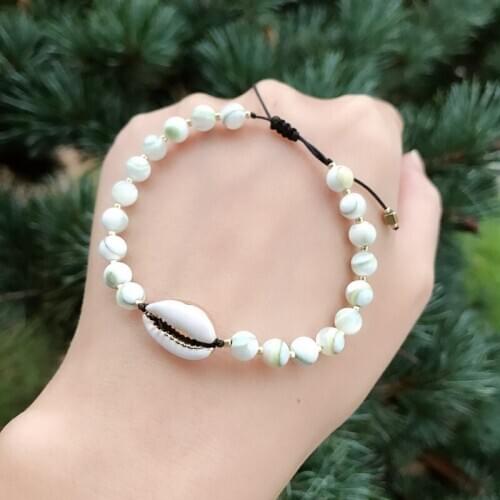 Natural Stone Charm Bracelet Fashion Crystal Beads Bracelets Bangle Women Handmade Gold Shell Pulseira Miyuki Beaded Jewelry