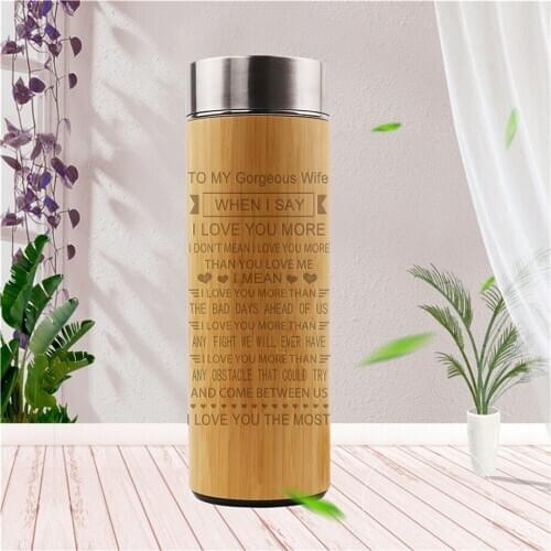 Wooden Thermos Vacuum Flask Customized laser Engraved Bamboo Stainless Steel Screw Lid dropshipping BV0056 personalized gift