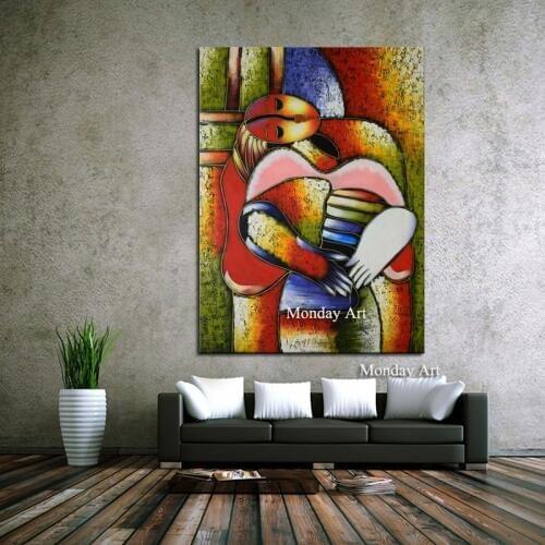 100% Hand Painted n Picasso Style Art Figure Canvas Painting Elegant Lady Saxophone Gentlem Nordic Decor for Living Room Decor