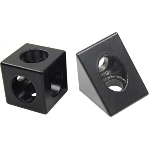 2pcs 2020 Aluminum Block Cube Prism Connector Wheel Regulator Corner V-slot Three Way Connector 90 Degree Angle