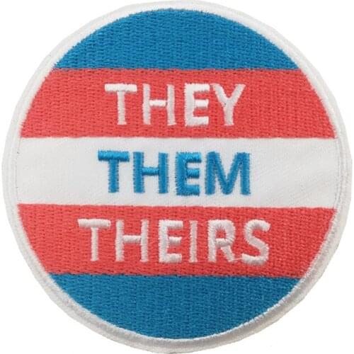 Transgender LGBT Flag My Pronouns are THEY/ THEM/ THEIRS Patch Gender Embroidered iron on patches stickers badge