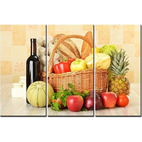 3 pieces/sets Abstract painting fruit and vegetable modern oil painting print on canvas wall art home decor