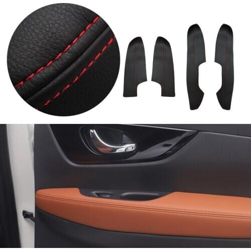 4pcs Car Microfiber Leather Interior Door Armrest Panel Cover Trim For Nissan X-Trail Rogue 2014 2015 2016 2017 2018