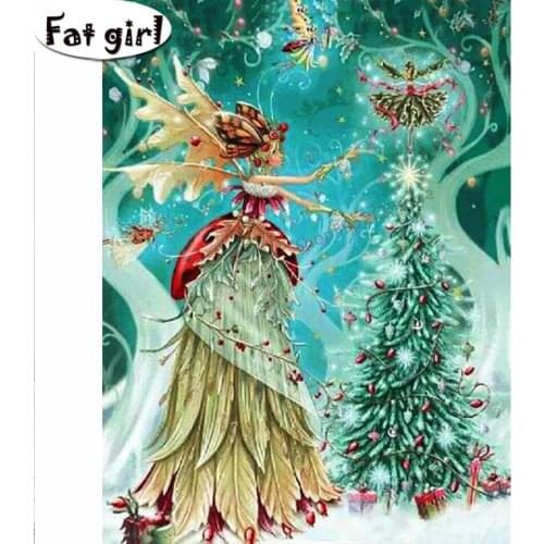 5D diy Diamond painting Embroidery Christmas Tree Full Square round Drill pretty Woman mosaic cross stitch Rhinestone Kit gifts