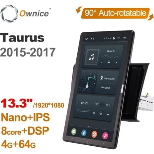 Auto Rotatable 1920*1080 13.3" Ownice Android 10.0 Car Multimedia for Ford Taurus 2015 - 2017 Car Auto Radio 1din System Unit