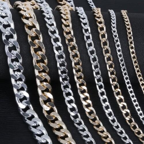 1-5 meter/lot Rhodium/Gold/Aluminum Plated Necklace Chains Brass Bulk for DIY Jewelry Making Materials 4 Size For Selection