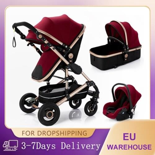 Multi-functional 3 in 1 Baby Stroller High landscape Folding Prams Aluminum Frame Baby Carriage For Newborn Car Baby Travel Cart