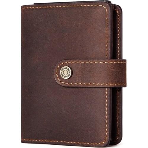 RFID Blocking Leather Bifold Wallet for Men with Coin Pocket ID Window Vintage Business Credit Card Holder