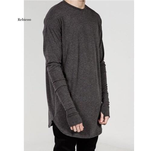 Hip Hop Streetwear Thumb Hole Man Tshirt Wholesale Fashion t Shirt Men Autumn Long Sleeve Oversize Design Hold Hand T-Shirts