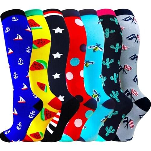 Compression Sock 7 Pairs/Lot Mix Running Unisex Nurses Flight Travel Leg Pressure Compress Running Cycling Socks