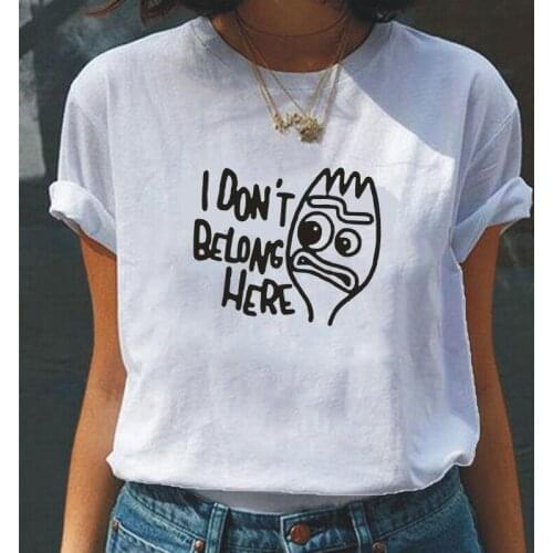 Summer Harajuku T Shirt Women Tops Funny I Don't Belong Here Print Women Tshirt Cotton Hipster Tee Shirt Femme Camiseta Mujer