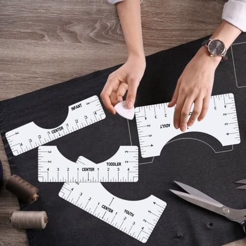 4PCS Alignment Ruler for T-Shirt Vinyl T-Shirt Ruler Guide Alignment Tool Center Designs HTV Standard Alignment Ruler MUMR999
