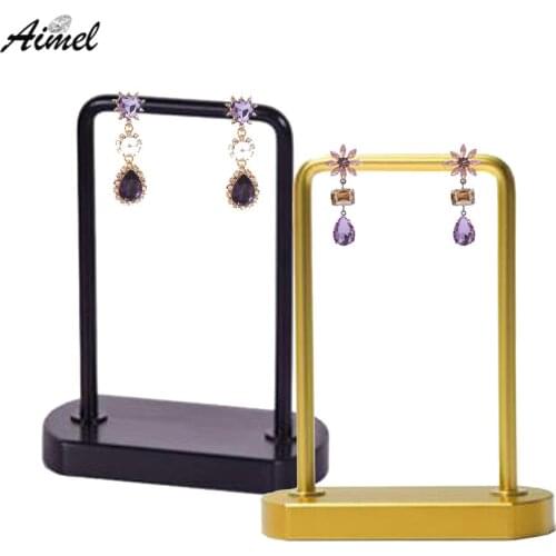 Metal Ear Studs Pendant Jewelry Holder Display Stand Organizer Earrings Presenting Rack 1Pair Earrings Hanging Stand Rack Gold