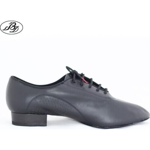 Men Standard Dance Shoe BD 309 Ballroom Dancing Shoe Soft Leather Dancesport Split Sole Modern Black Shoe Napped Leather Sole