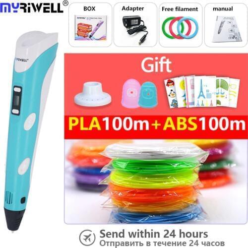 Myriwell 3d pen 3 d pen 3D painting tools for kids Magic pen with pla / abs filament 1.75mm Creative birthday Christmas presents