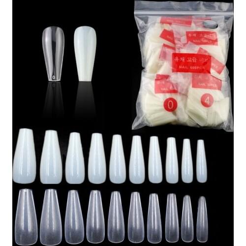 600pcs False Nails Display Tips Long Coffin Stiletto ABS New Design Ballerina Nail Art Tips Clear/Natural Fake Nails Tips