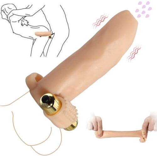 Penis Sleeve Vibrator Penis Extender Reusable Condoms Delayed Ejaculation Sex Toys For Men Dick Sleeve Enlargement Sex Shop