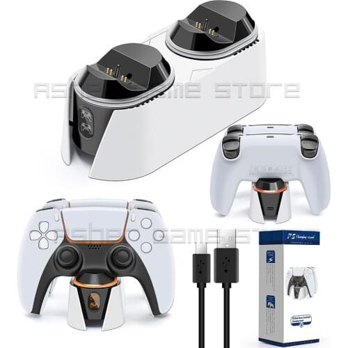 Newest PS5 Dual Controller Fast Charger Charging Dock Station with LED Indicator for Sony Playstation 5 PS 5 DualSense Gamepad