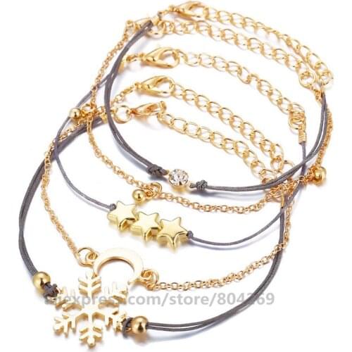 New Arrival Fashion Ladies Jewelry Accessories Snowflake Opal Star Round Crescent Bracelet Set