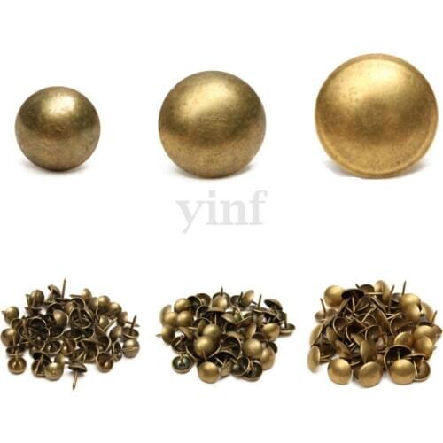 Solid Iron Push Pins Thumb Tacks Nails with Antique Brass Plating, 100pcs/lot
