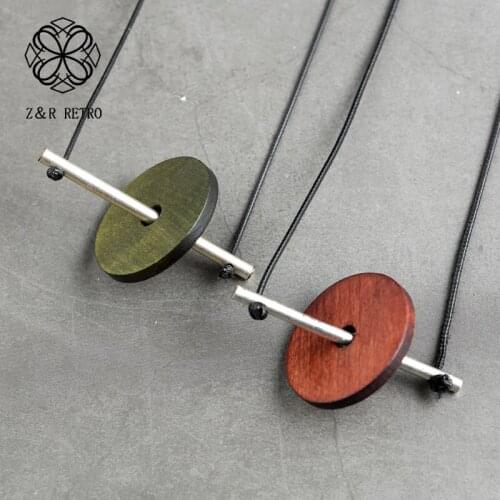 Original Wood Pendants Handmade Statement Necklace Jewelry For Women Sweater Accessories Fashion Jewelry 2021 Gifts For Friend