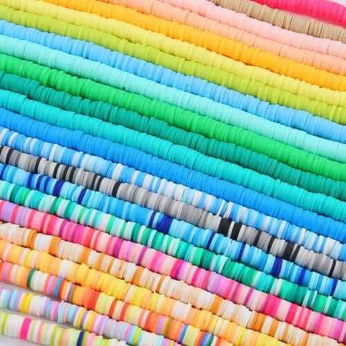 6mm 350Pcs Handmade Flat Round Polymer Clay Beads Chip Disk Loose Spacer Beads For DIY Jewelry Making Bracelet Mixed Color