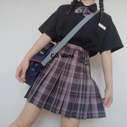 [Polar Night ] Girls Japanese Summer High Waist Pleated Plaid Skirts For JK School Uniform Students Cloths