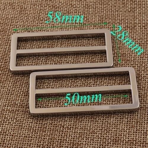 8 pcs 50mm Silver Slide Buckles Bag Adjuster Purse Buckles Fasteners Belt Buckle Bag Webbing Luggage Straps Slides Tri-glides