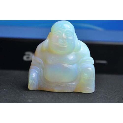 Happy Laughing Buddha Buddhism OPAL Carved statue Ornament Health