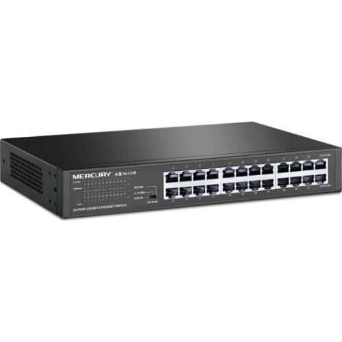 MERCURY SG124 24 RJ45 Port Gigabit Network Switch 10/100/1000Mbps Ethernet for Enterprise Steel Din Rack or desktop