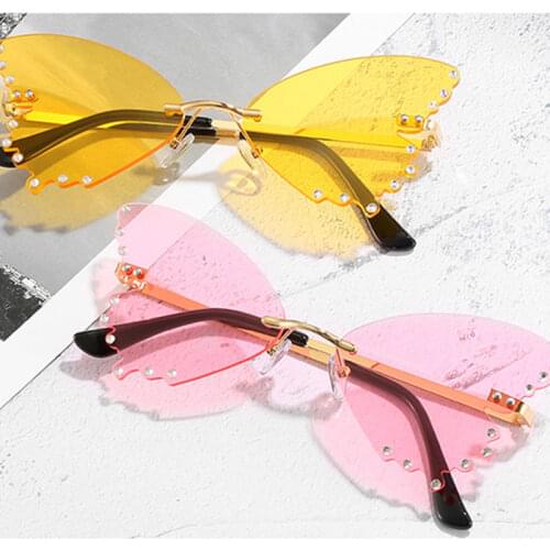 Butterfly Sunglasses Diamond Glasses Rimless Decoration Sun Glasses Cosplay Sunglasses Trend Sunglasses Sweet Sunglasses