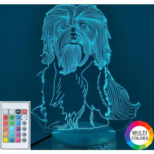LED Night Running Light Pet Dog 3D Table Lamp Havanese Acrylic Atmosphere Nightlight Hotel Room Party Decoration Kids Gift