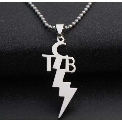 TCB Elvis Presley Stainless Steel Necklace Music Superstar Alphabet Initial Letter Lightning Thunder Bolt Necklaces
