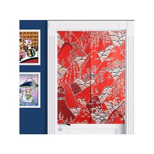 Japanese style cloth door curtain cotton and linen classical mountain partition porch kitchen home living room decoration