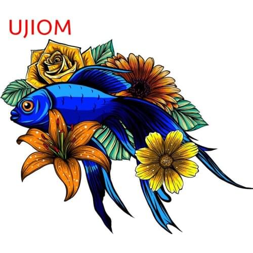 UJIOM Koi Fish Personalise Bedroom Decor Wall Stickers Customizable Decoracion Para Sala Decorative Decals Moisture Proof