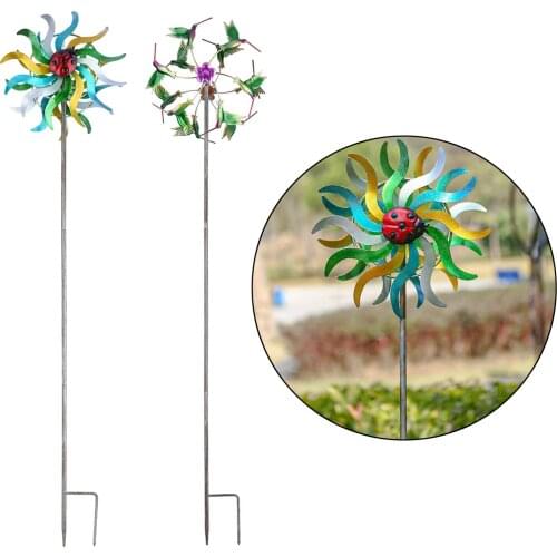 Outdoor Wind Spinners with Stable Stake Metal Art Garden Spinner Windmill Home Decor