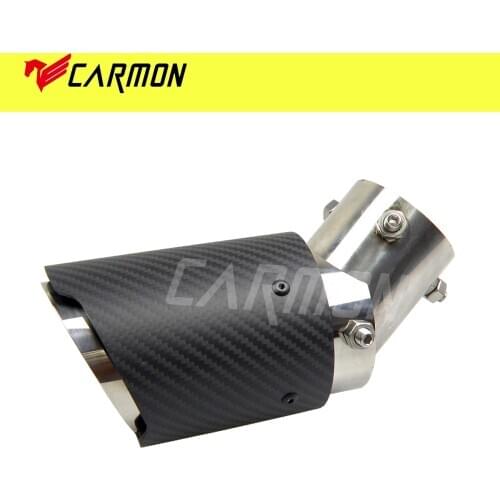 Car Universal No Logo Angle Adjustable Matte Carbon Fibre Exhaust Tip Straight Edge Carbon Fiber Muffler Tip for Toyota HONDA