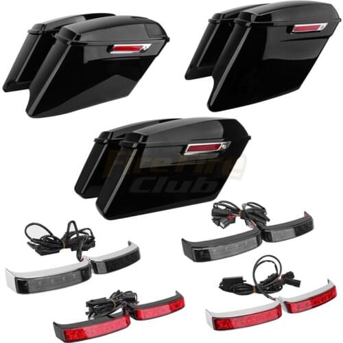 Motorcycle Led SaddleBag Turn Run Brake Light Extended Stretched Hard Saddlebags For Harley Touring Street Glide 2014-2020