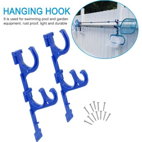 Pool Pole Hanger Leaf Rakes Vacuum Hose With Screw Multi Purpose Brushes Decks Garden Tools Blue Skimmers Outdoor Plastic Holder