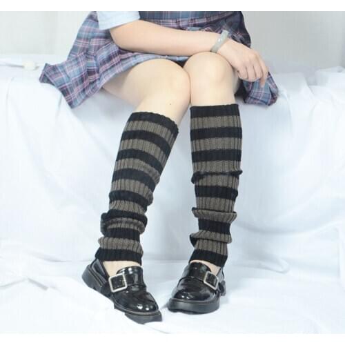 Lady Cute Jk Stretch Knee-length Striped Leg Warmers 2020 Autumn Winter Goth Women Cool Hipster Warm Knit Sock Street Socks
