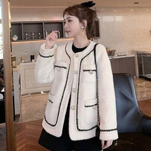 Imitation Mink Cashmere Cardigan Sweater Women Autumn Winter Knitwear V-Neck Casual Warm Jacket Knitted Sweaters Outwear X333