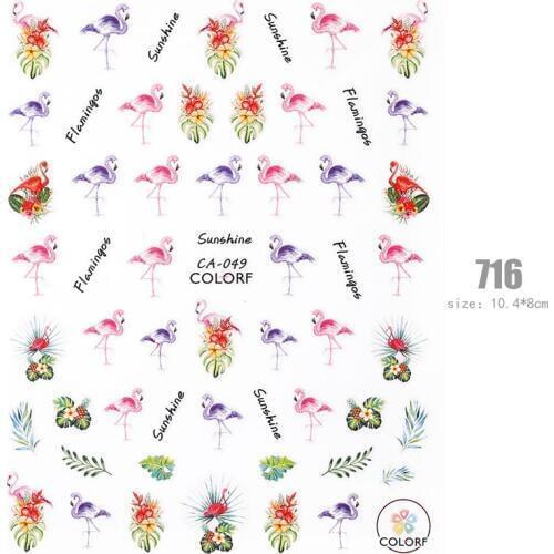 1 sheet 3D Flamingo nail sticker tape sticker tips Manicure Nail Art Sticker