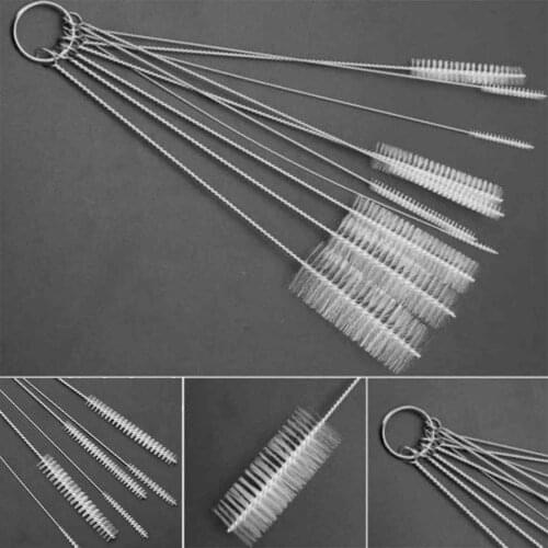 10 pieces/set of aquarium tube cleaning brush stainless steel baby bottle straw glass tube spiral straw straw brush (white)