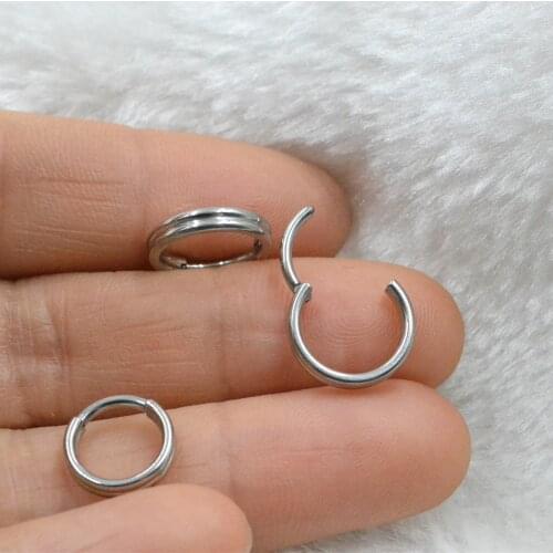 10pcs/Lot Surgical Steel Double Rings Hinged Segment Clicker Cartilage Nose Hoop Septum Rings 16GX8/10MM New